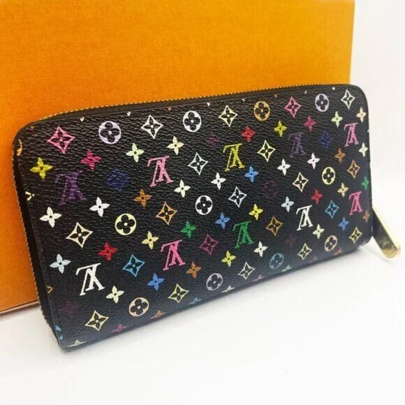 Authentic Louis Vuitton Monogram Multicolor Zippy Wallet Black Pink - Picture 3 of 10